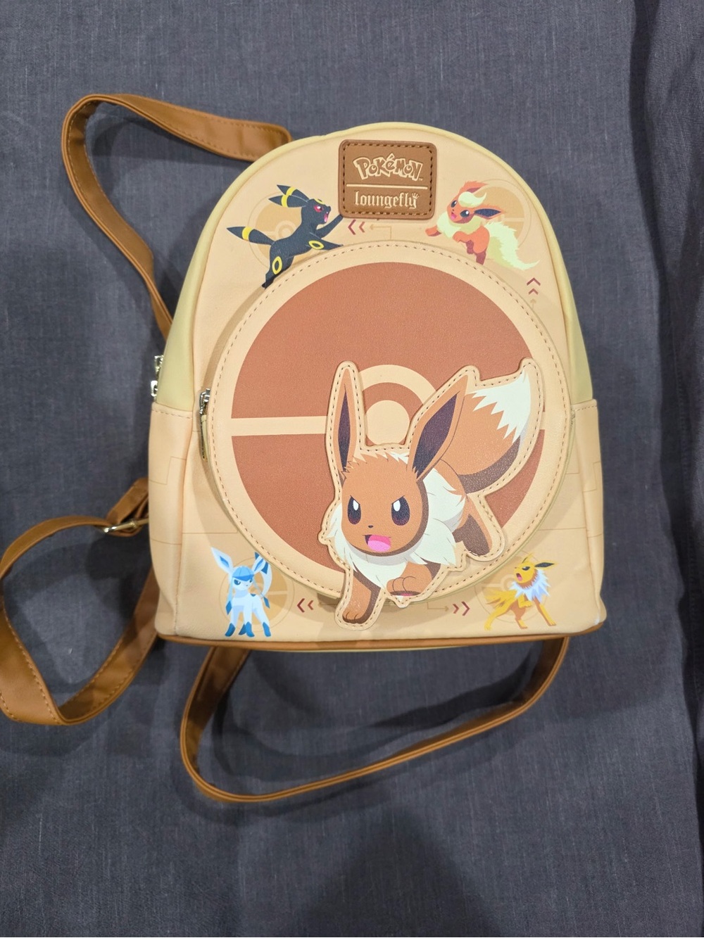 🤍💙Loungefly Pokémon Eevee & Eeveelutions Mini Backpack in Tan & Brown